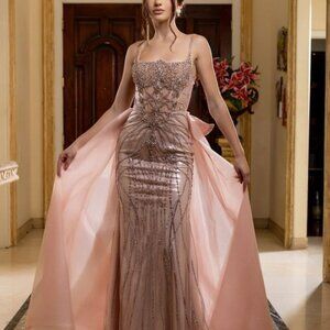 FORMAL DRESS. NEW PROM PARTY  MOTHER OF THE BRIDE GOWN, BLUSH,RED,CHAMPAGNE